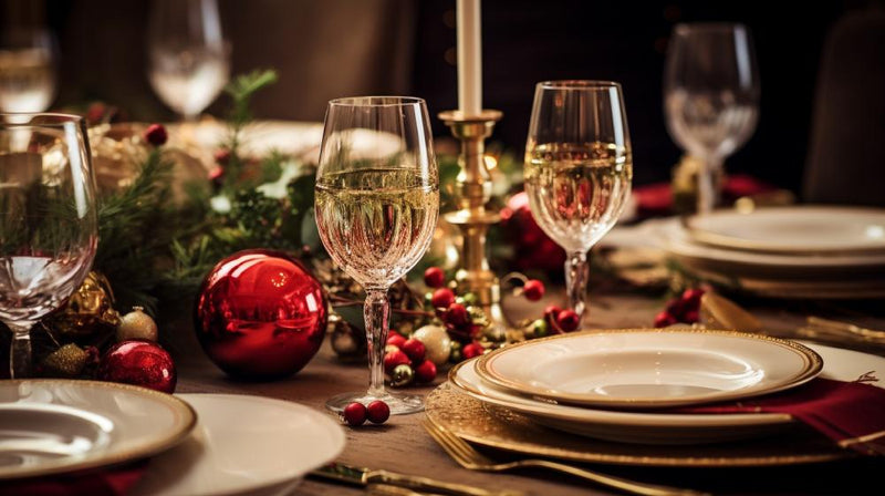 round table christmas decor- dinnerware