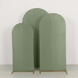 Set of 3 Matte Dusty Sage Green Spandex Fitted Chiara Backdrop Stand Cover