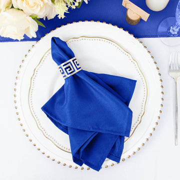 5 Pack | Royal Blue Seamless Cloth Dinner Napkins, Wrinkle Resistant Linen | 17"x17"