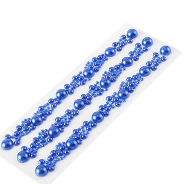 Royal Blue Self Adhesive Pearl Rhinestone Stickers, DIY Craft Peel and Stick Gem Stickers