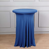 Royal Blue Round Heavy Duty Spandex Cocktail Table Cover With Natural Wavy Drapes