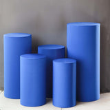 Set of 5 Royal Blue Cylinder Stretch Fitted Pedestal Pillar Prop Covers