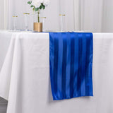 12x108inch Royal Blue Satin Stripe Table Runner, Elegant Tablecloth Runner