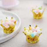 12 Pack | Gold Fillable Mini Crown Party Favor Candy Treat Containers - 3Inch