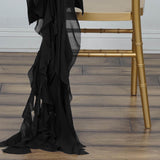 Black Chiffon Curly Chair Sash