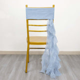 Dusty Blue Chiffon Curly Chair Sash