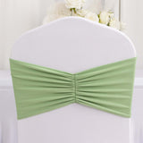 5 Pack Sage Green Wide Ruffled Fitted Spandex Chair Sash Band