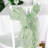 Green Chiffon Curly Chair Sash | TableclothsFactory