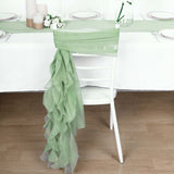 Green Chiffon Curly Chair Sash | TableclothsFactory