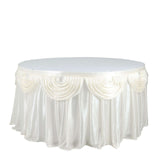 14ft Ivory Pleated Satin Double Drape Table Skirt