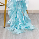 5 Pack Light Blue Curly Willow Chiffon Satin Chair Sashes