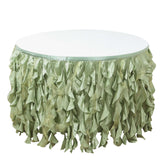 14ft Sage Green Curly Willow Taffeta Table Skirt