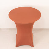 Terracotta (Rust) Highboy Spandex Cocktail Table Cover, Fitted Stretch Tablecloth