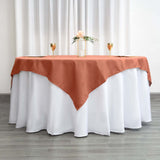 70inch Terracotta (Rust) Square Seamless Polyester Table Overlay, Washable Linen Table Overlay