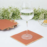 50 Pack | 2 Ply Soft Terracotta With Gold Foil Edge Dinner Paper Napkins