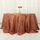 132inch Terracotta Accordion Crinkle Taffeta Seamless Round Tablecloth