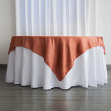 72" x 72" Terracotta (Rust) Satin Square Tablecloth Overlay