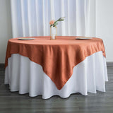 72" x 72" Terracotta (Rust) Satin Square Tablecloth Overlay