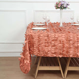 72inch x 72inch Terracotta (Rust) 3D Leaf Petal Taffeta Fabric Table Overlay