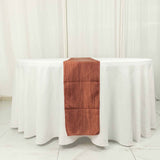 Terracotta (Rust) Accordion Crinkle Taffeta Linen Table Runner