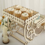 3-Tier 22inch Natural Wooden Laser Cutout Cupcake Stand Mini Cake Tray