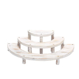 Set of 3 | Rustic Whitewashed Half Moon 3-Tier Wooden Cupcake Stands#whtbkgd