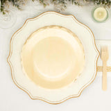 12 Pack | 9inch Natural Birch Wood Scalloped Biodegradable Dinner Plates