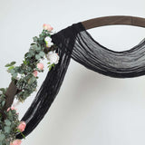 20ft Black Gauze Cheesecloth Fabric Wedding Arch Drapery, Window Scarf Valance, Boho Decor