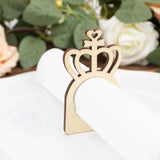 10 Pack Natural Wooden Princess Crown Farmhouse Napkin Holders, 3inch Boho Rustic Napkin Rings