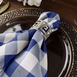 5 Pack | Navy Blue/White Buffalo Plaid Cloth Dinner Napkins, Gingham Style | 15x15Inch