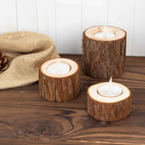 Set of 3 | Assorted Rustic Wood Slice Tealight Candle Holders