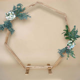 7ft Wooden Wedding Arch, Heptagonal Rustic Photography Backdrop Stand