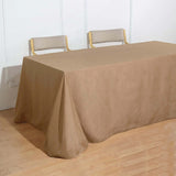 Faux Linen 90"x132" Rectangular Tablecloth Natural - Slubby Texture Wrinkle-Resistant Seamless Table Cover