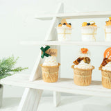 21inch Rustic Whitewashed 4-Tier Wooden Ladder Shelf Cupcake Stand