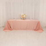 Dusty Rose Seamless Lamour Satin Rectangle Tablecloth - 90x156inch for 8 Foot Table