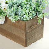 18"x6" Natural Rectangular Wood Planter Box Set with Plastic Liners