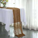 10ft Taupe Gauze Cheesecloth Boho Table Runner