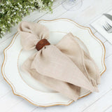 4 Pack | 1.75inch Cinnamon Brown Hardwood Farmhouse Napkin Rings, Napkin Holder Wood Slices
