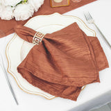 5 Pack Terracotta (Rust) Accordion Crinkle Taffeta Cloth Dinner Napkins