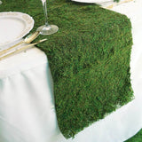 14"x48" Green Natural Preserved Moss Table Runner With Fishnet Grid