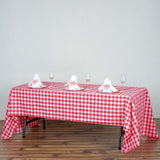 60"x126" White Red Buffalo Plaid Rectangle Tablecloth, Checkered Polyester Tablecloth