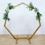 7ft Wooden Wedding Arch, Heptagonal Rustic Photography Backdrop Stand