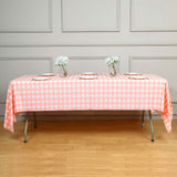 5 Pack Pink Checkered Rectangle Plastic Table Covers, 54x108inch PVC Waterproof Disposable