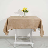 54"x54" Natural Faux Burlap Square Tablecloth, Boho Chic Jute Table Linen