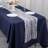 9ft White Sheer Crinkled Organza Table Runner, Premium Shimmer Chiffon Layered Table Runner