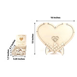 13inch Rustic Heart Drop Top Frame Wedding Guest Book Sign, Wooden Display Stand Alternative