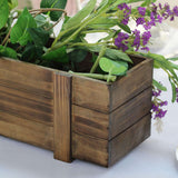 24"x6" | Smoked Brown Rustic Natural Wood Planter Box With Removable Plastic Liners