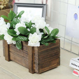 2 Pack | 10x5 inches | Smoked Brown Rustic Natural Wood Planter Box Set With Removable Plastic Liners