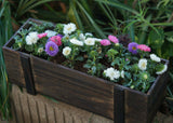 18"x6" | Smoked Brown Rustic Natural Wood Planter Box With Removable Plastic Liners