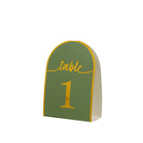 25 Pack Sage Green Arch Table Numbers Tent Cards with Metallic Gold Foil 1-25 Numbers Print#whtbkgd